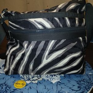 Brighton Black and Gray Zebra Crossbody Bag
